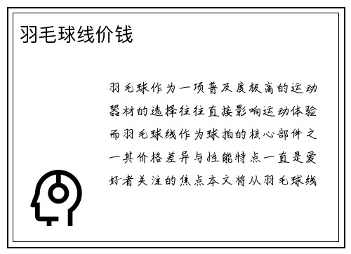 羽毛球线价钱